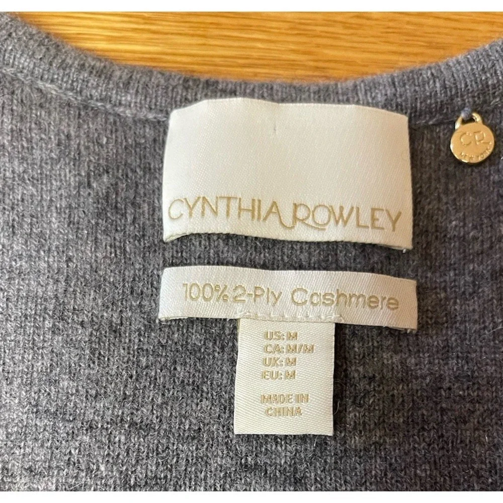 Cynthia Rowley NY 2-PLY 100% Cashmere Luxurious Lounge Gray Tunic Sweater Medium